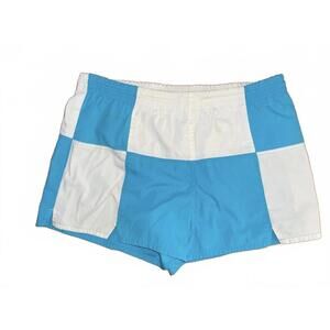 Men's Blue and White Color Block Athletic Shorts/Swim Trunks